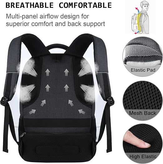 "Mochila para laptop, ideal para viajes de negocios, delgada, resistente al robo, con puerto de carga USB, resistente al agua.