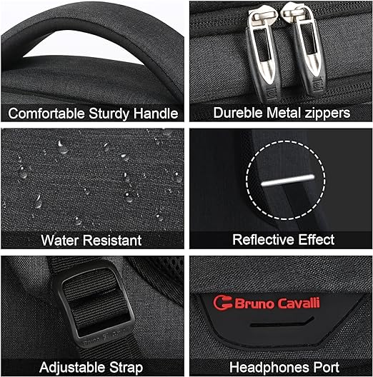 "Mochila para laptop, ideal para viajes de negocios, delgada, resistente al robo, con puerto de carga USB, resistente al agua.