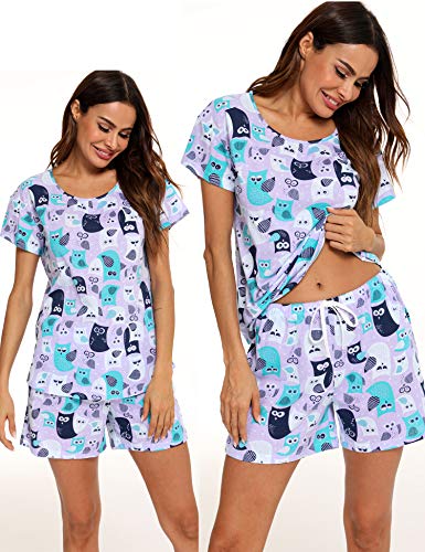 ENJOYNIGHT Pajamas Set for women Cute Cotton Loungewear Sleepwear