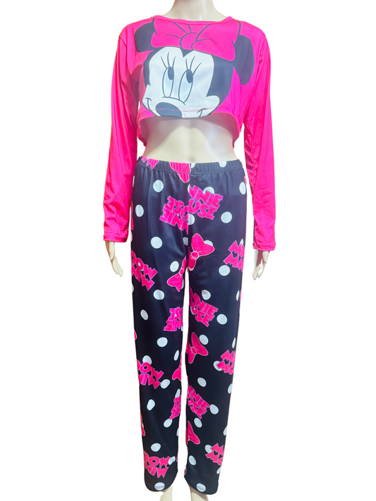 Pijama Crop Top de Minnie Mouse para Noches Mágicas"