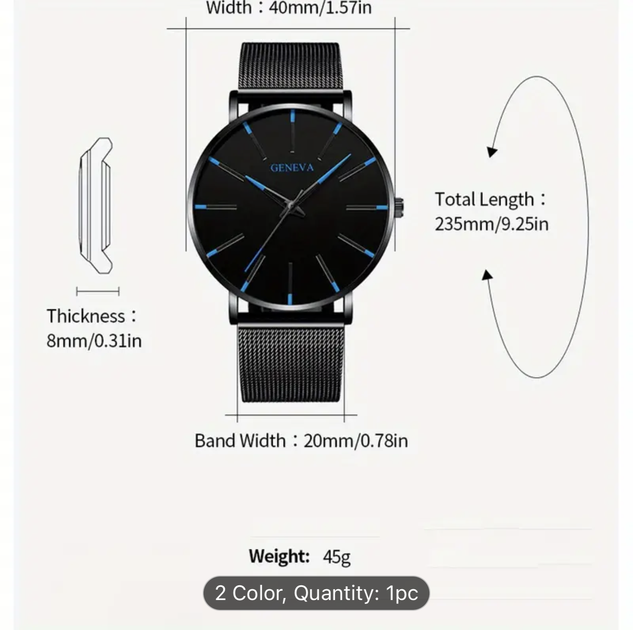 Reloj de Hombre Geneva en Azul y Negro - Elegancia y Estilo