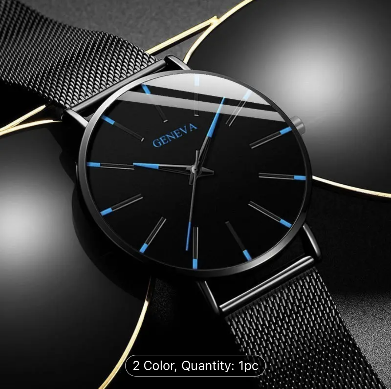 Reloj de Hombre Geneva en Azul y Negro - Elegancia y Estilo